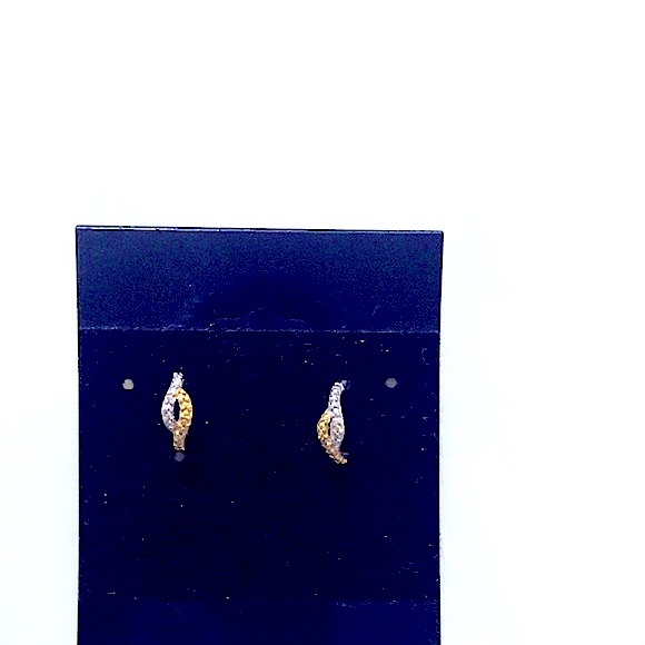 Rare Dainty JCM Gold & 925s Sterling Textured Twisted Hoop Mini Earring STAMPED - Picture 4 of 15